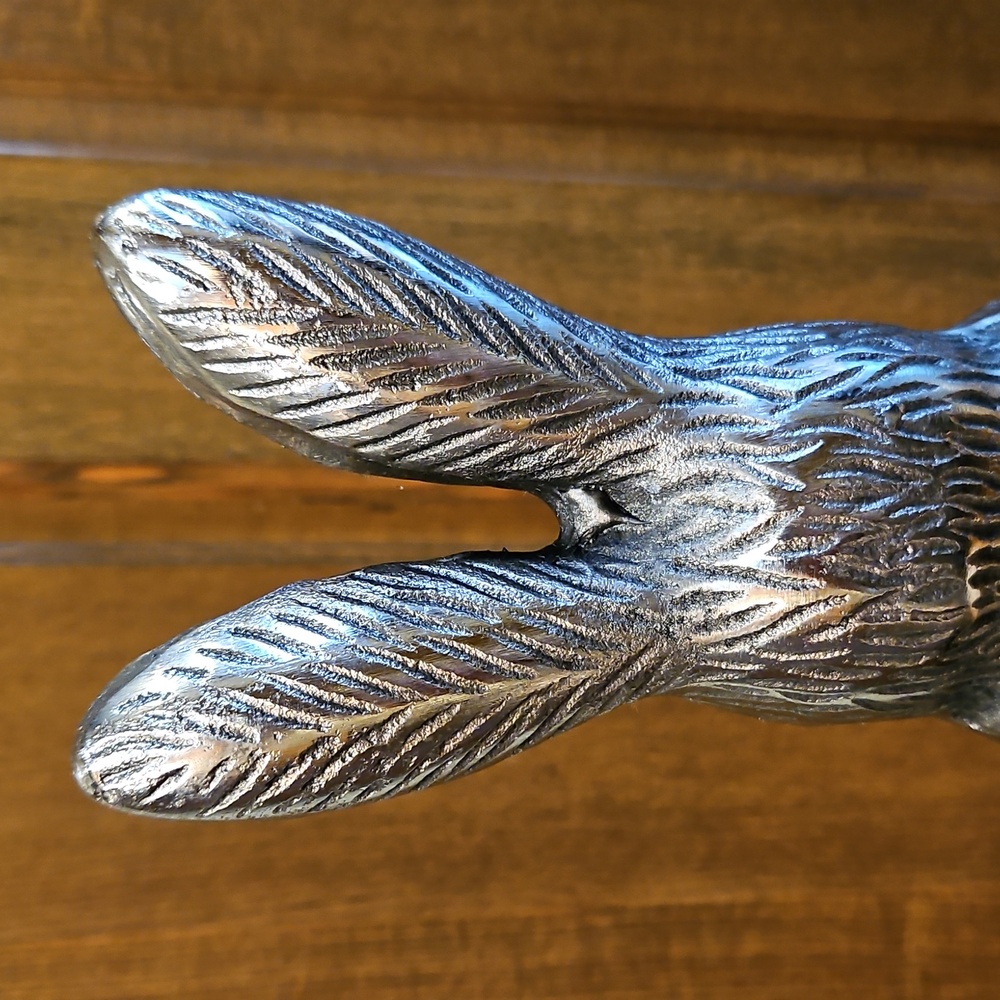 Silver Rabbit Sculpture 12.5" Tall Nice Hare Details - Picture 8 of 14